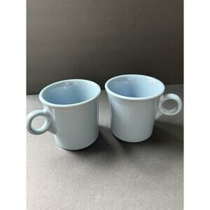 Fiesta USA Coffee Tea Cup Pottery Set (2) Periwinkle Blue Tableware Cottage core